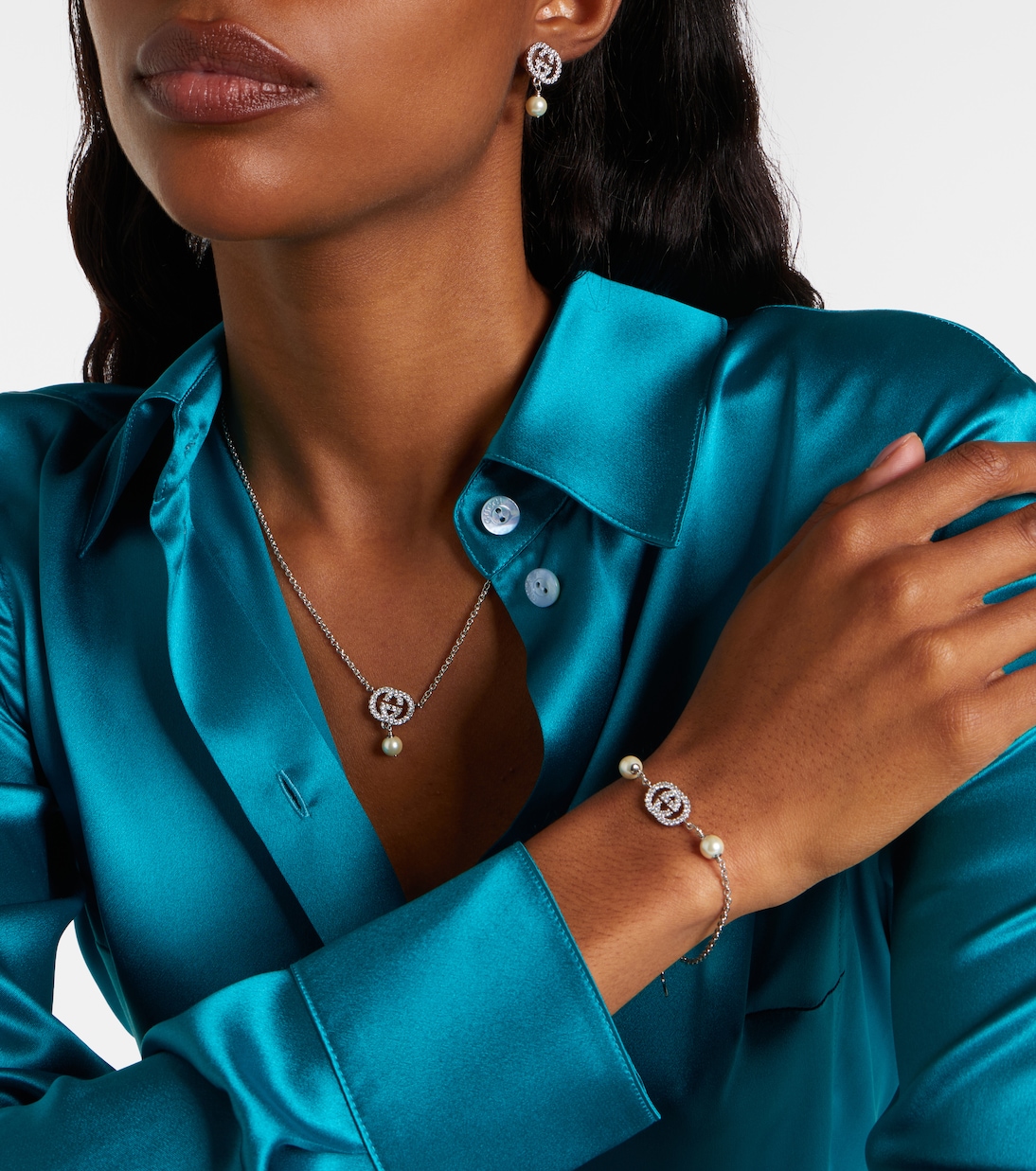 Interlocking G embellished drop earrings | Gucci