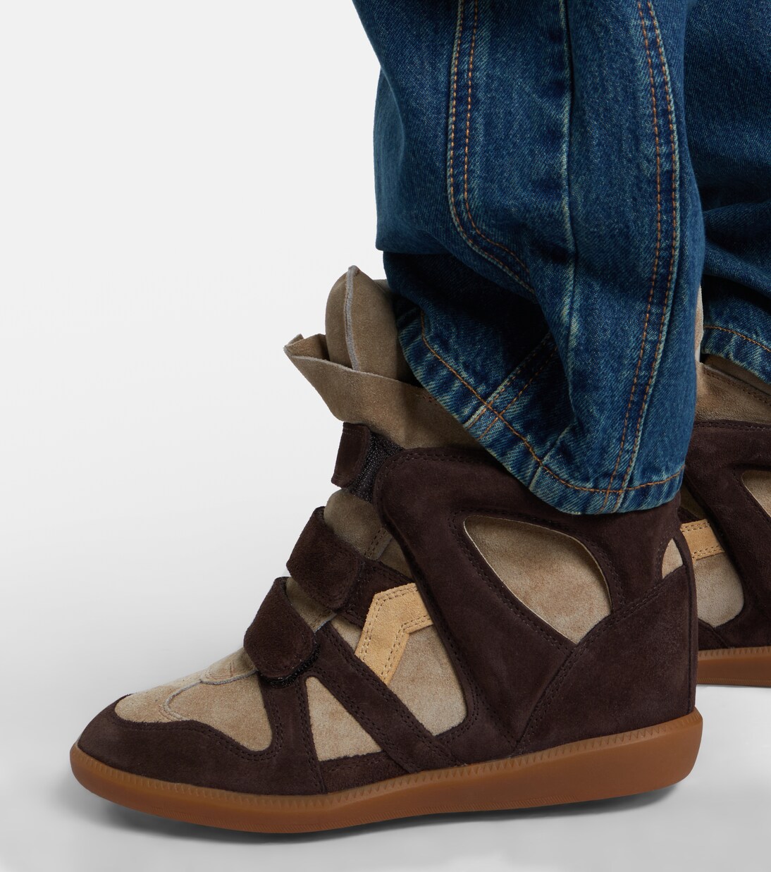 Bekett leather and suede wedge sneakers | Isabel Marant