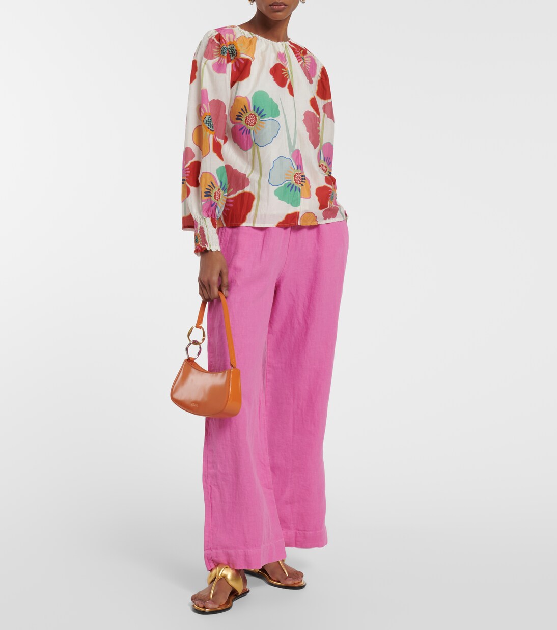 Blouse Avery en coton et soie à fleurs | Velvet