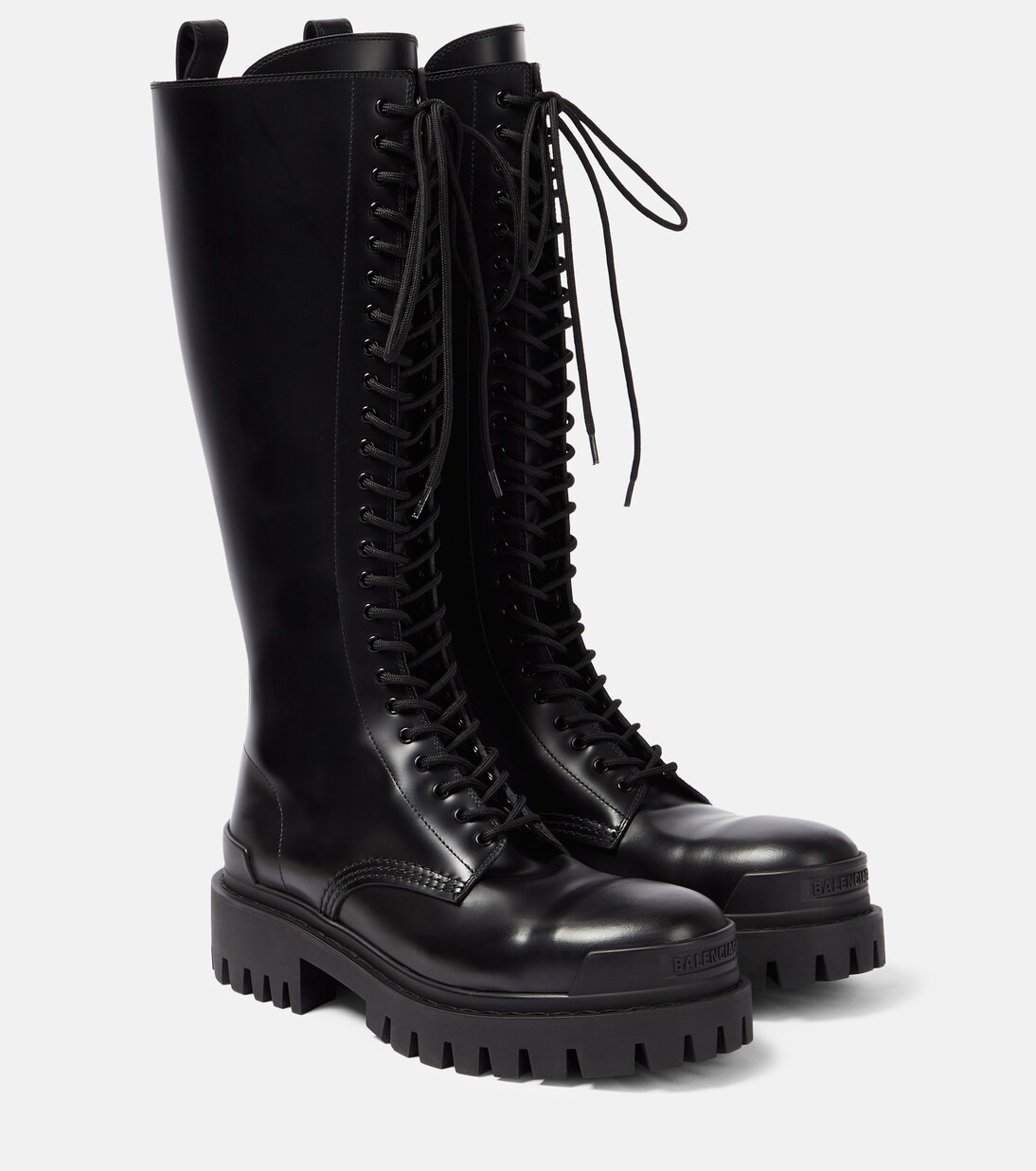 Strike leather lace-up boots | Balenciaga