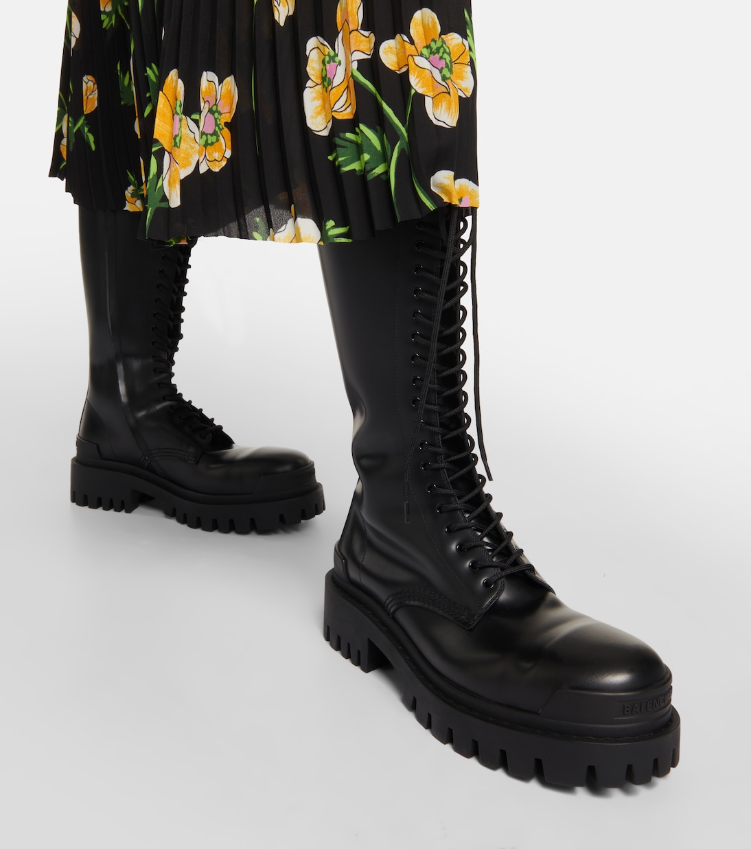 Strike leather lace-up boots | Balenciaga