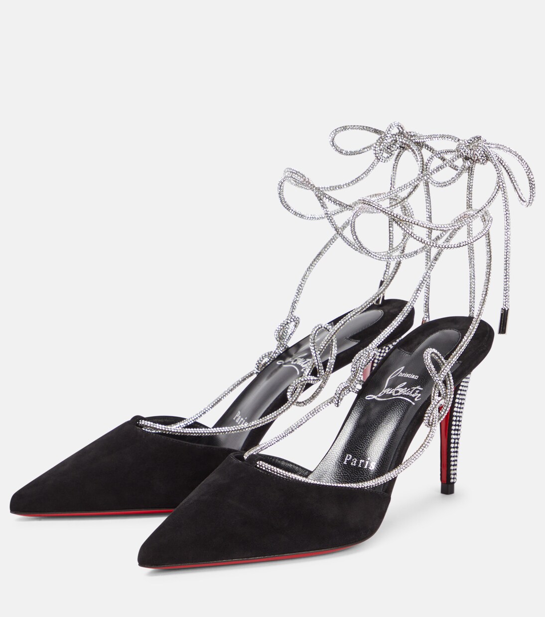 Astrid Lace Strassita 85 suede pumps | Christian Louboutin