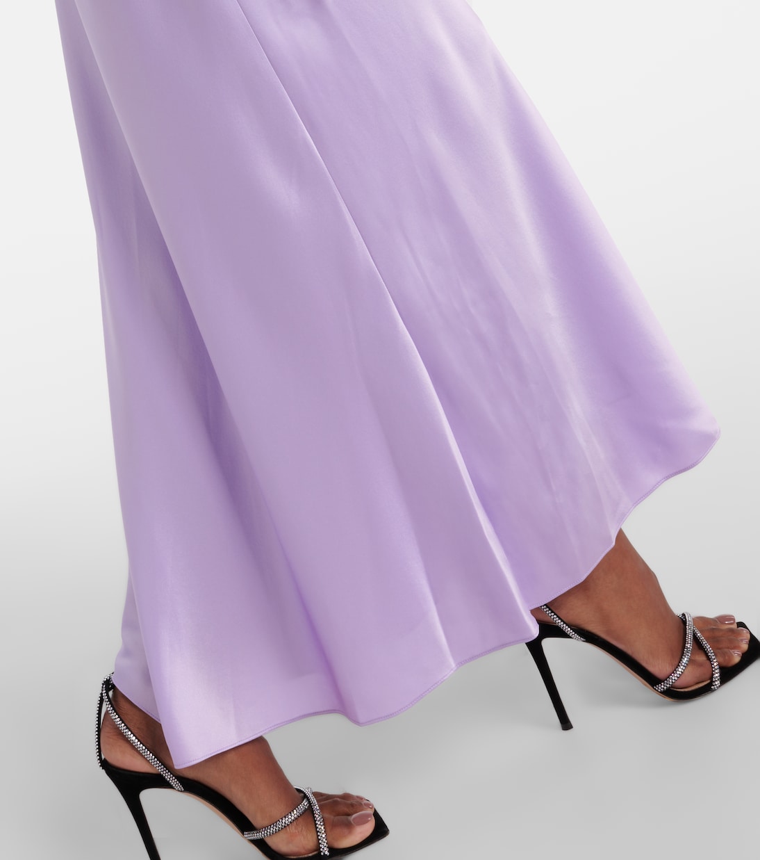 Abito lungo in raso di seta con pizzo | The Sei