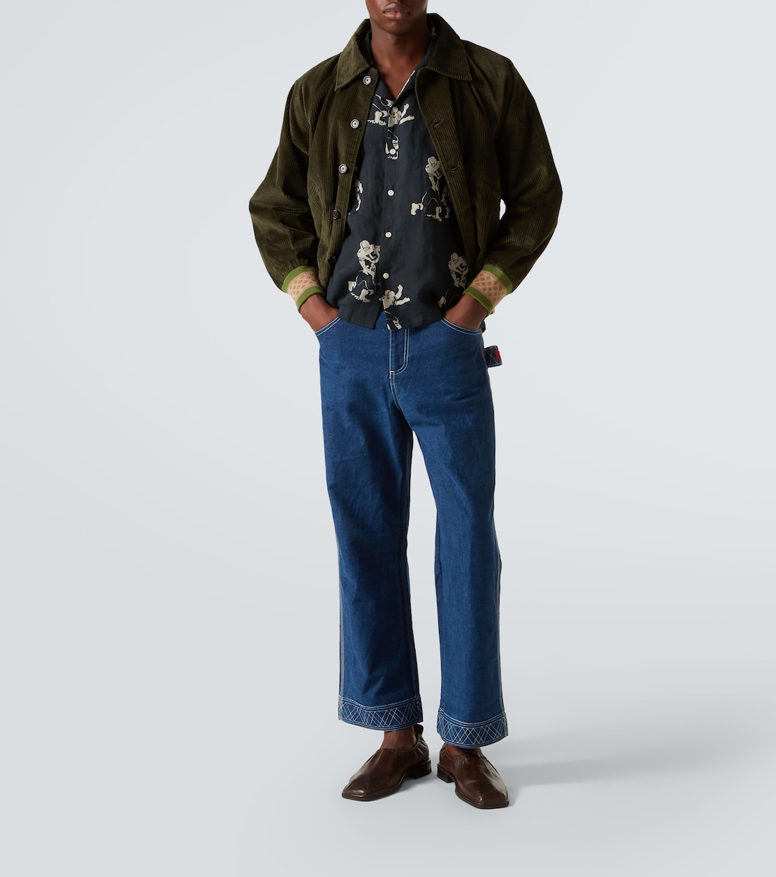 Knolly Brook embroidered wide-leg jeans | Bode