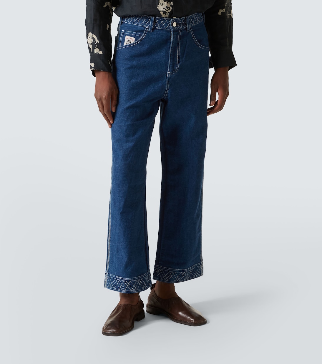 Knolly Brook embroidered wide-leg jeans | Bode