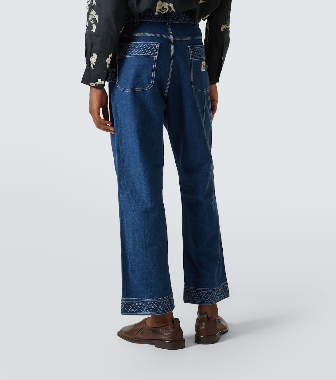 Knolly Brook embroidered wide-leg jeans | Bode