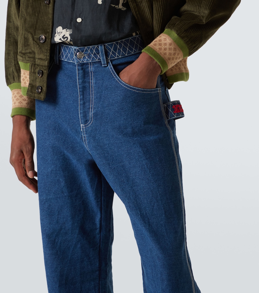 Knolly Brook embroidered wide-leg jeans | Bode