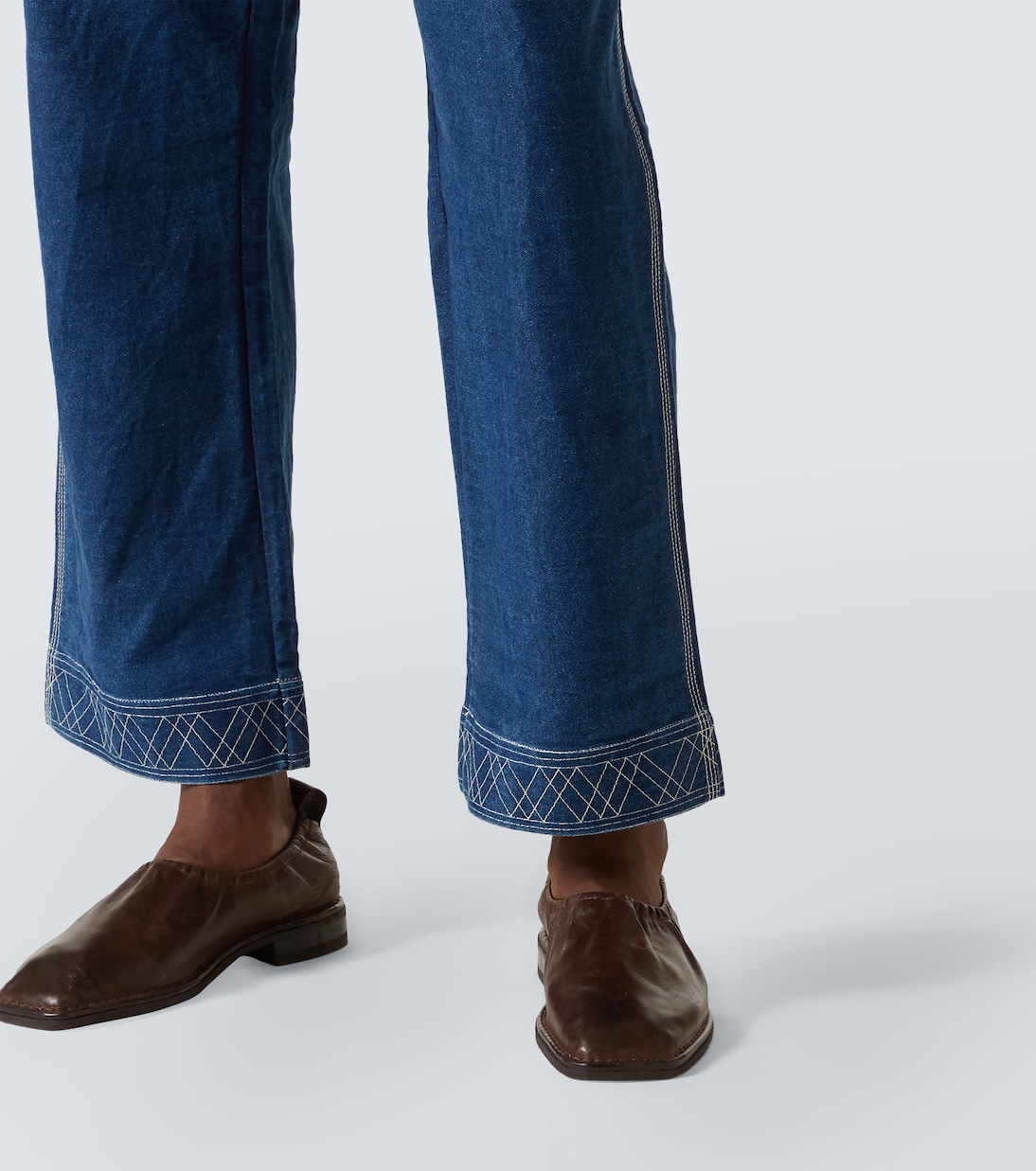 Knolly Brook embroidered wide-leg jeans | Bode