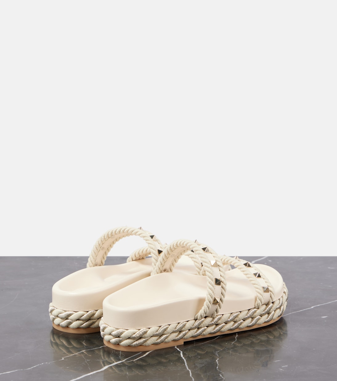 Rockstud leather espadrille sandals | Valentino Garavani