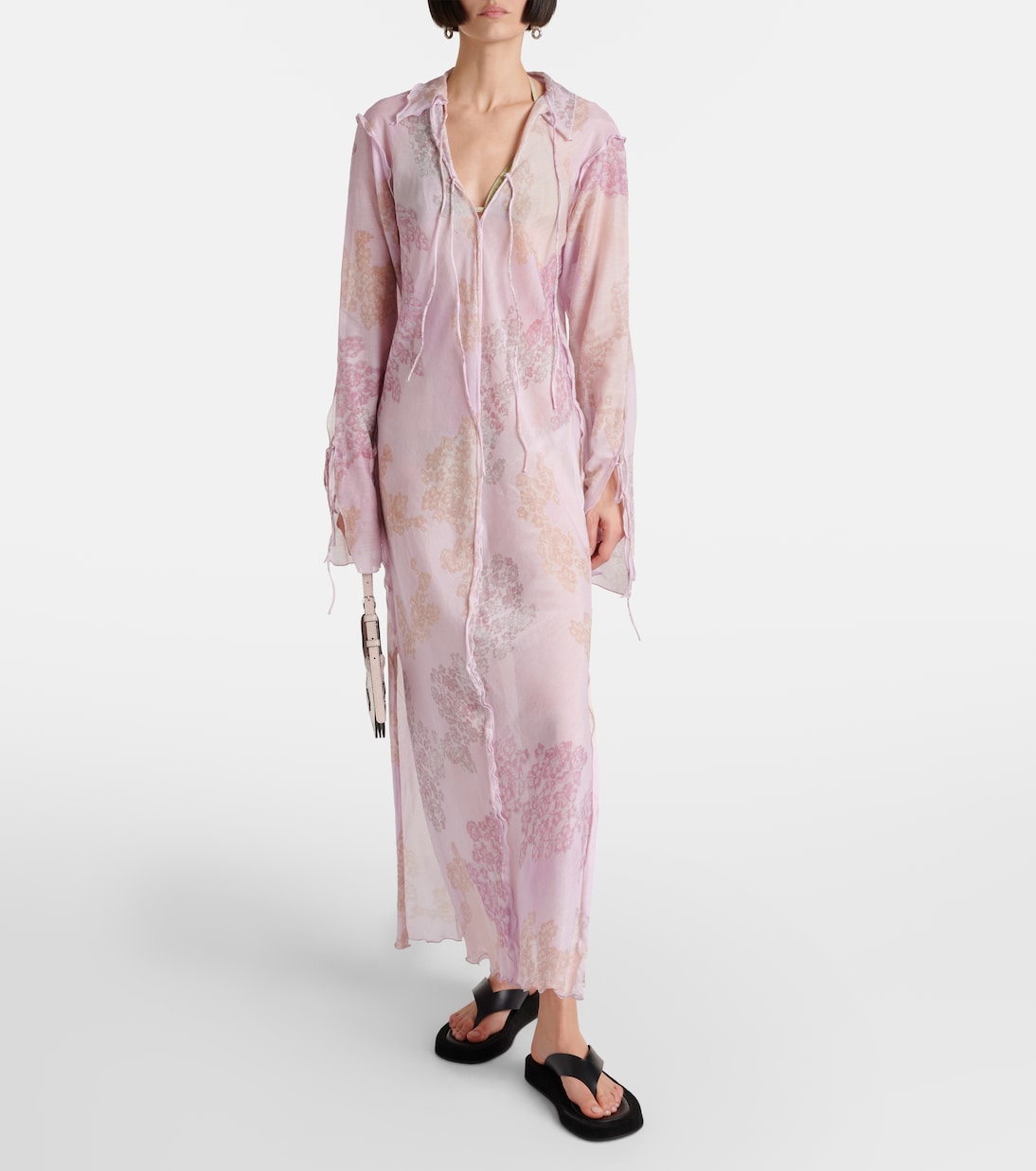   Midikleid aus Baumwolle und Seidenchiffon | Acne Studios