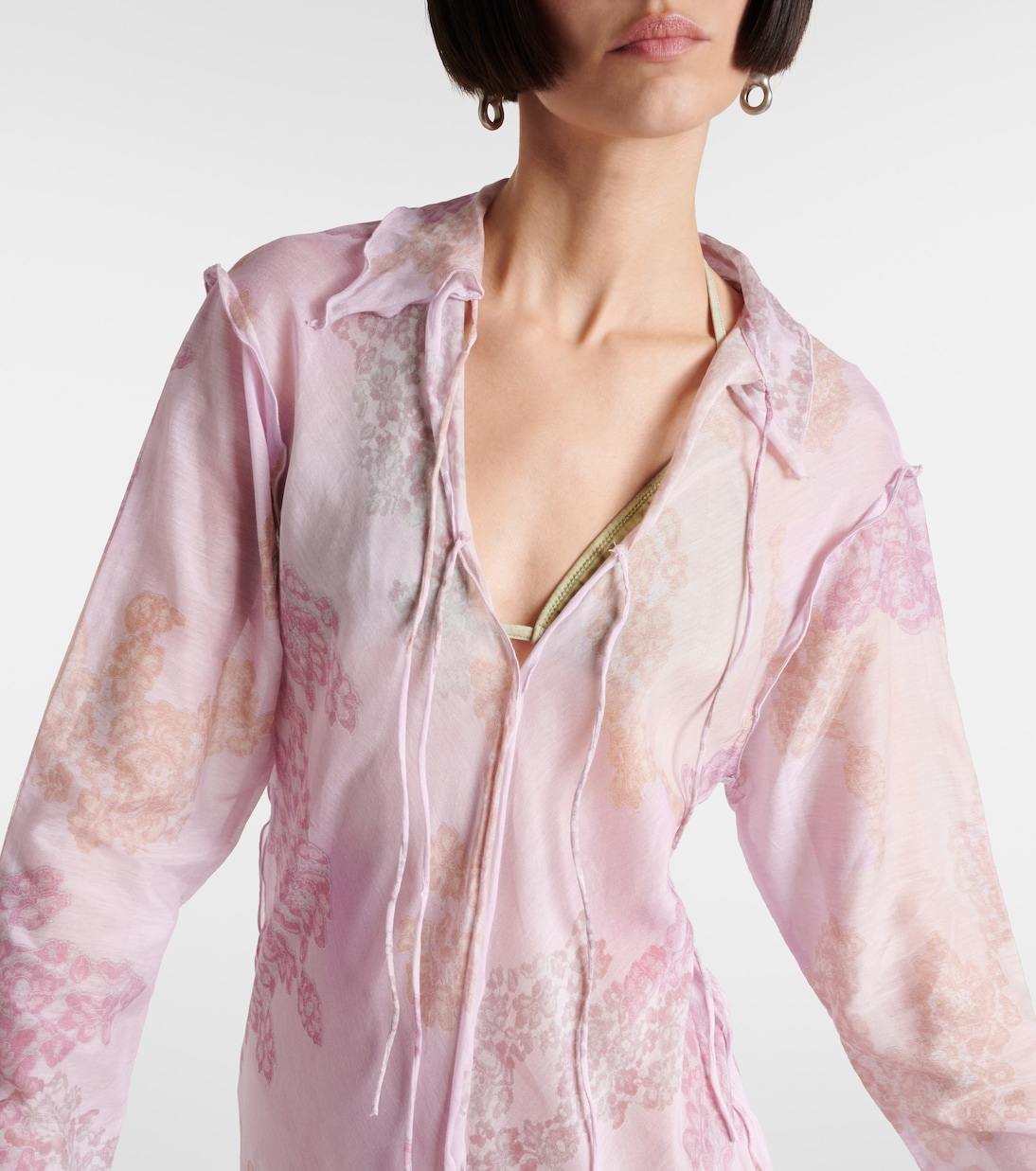   Midikleid aus Baumwolle und Seidenchiffon | Acne Studios