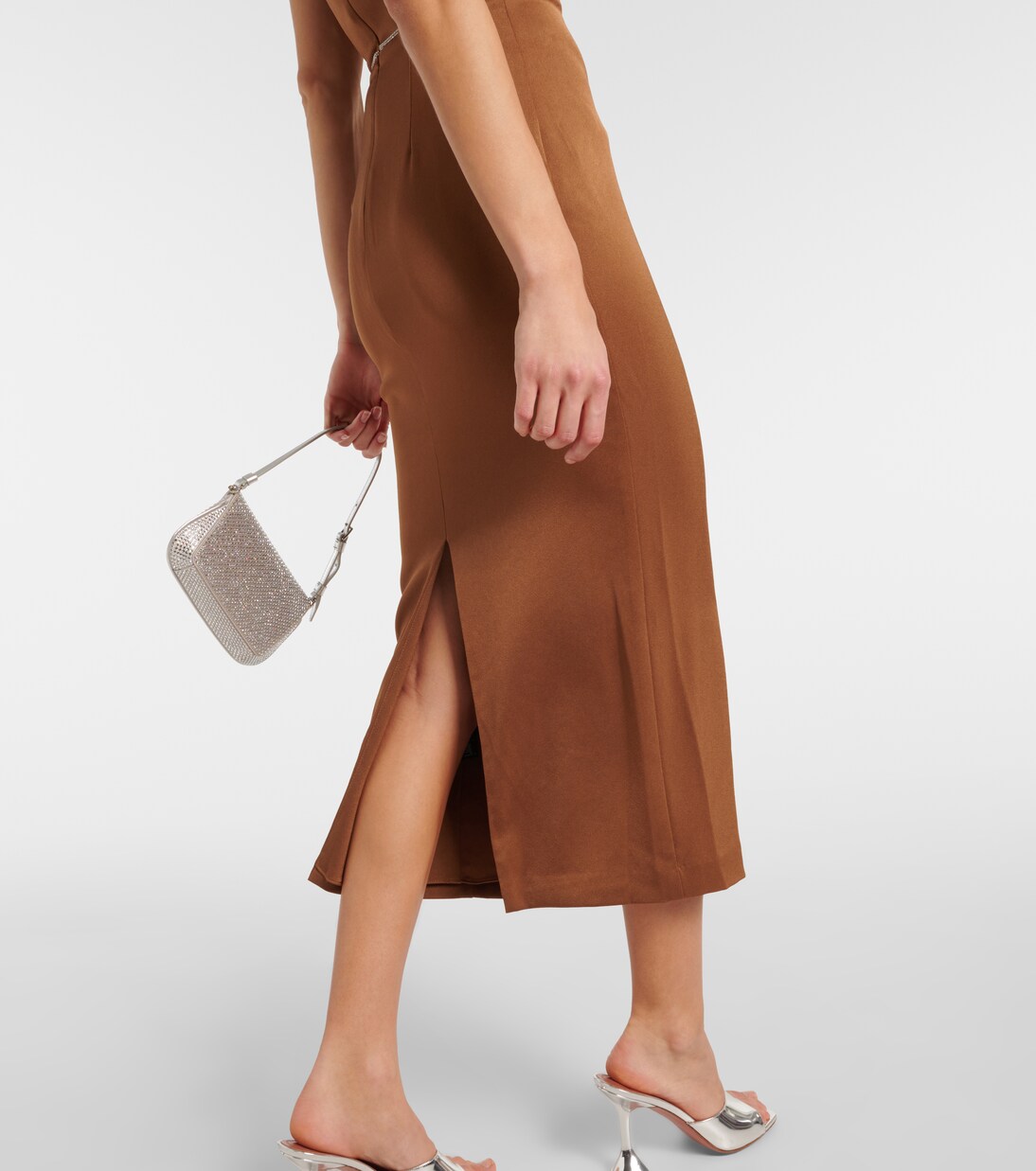 Robe midi en satin à cristaux | Alex Perry