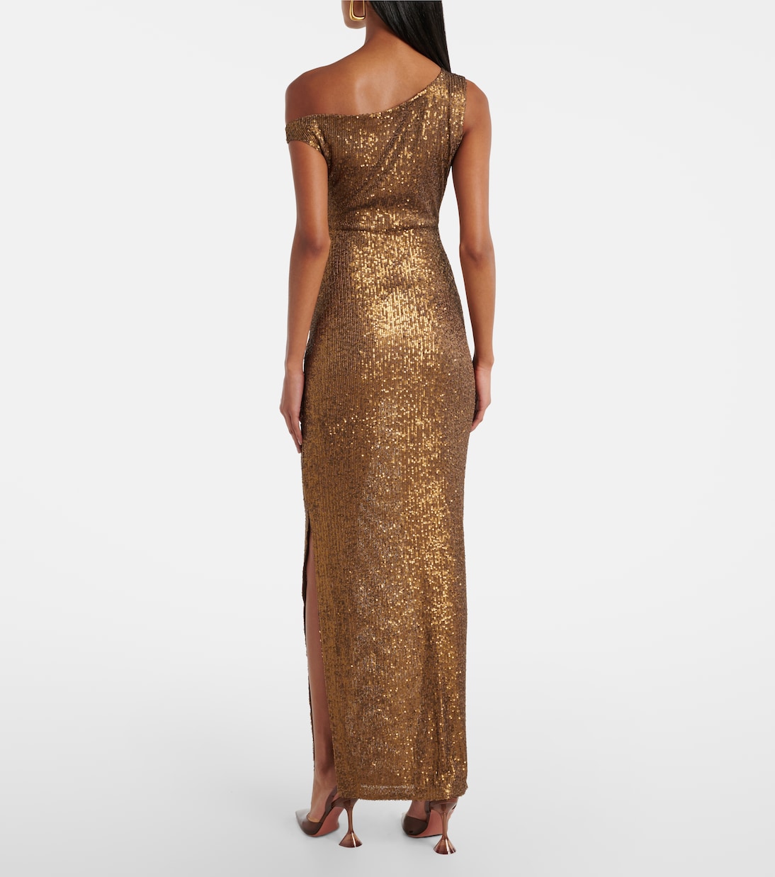 Robe longue asymétrique à sequins | Norma Kamali