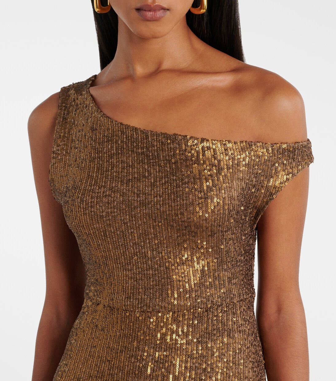 Robe longue asymétrique à sequins | Norma Kamali