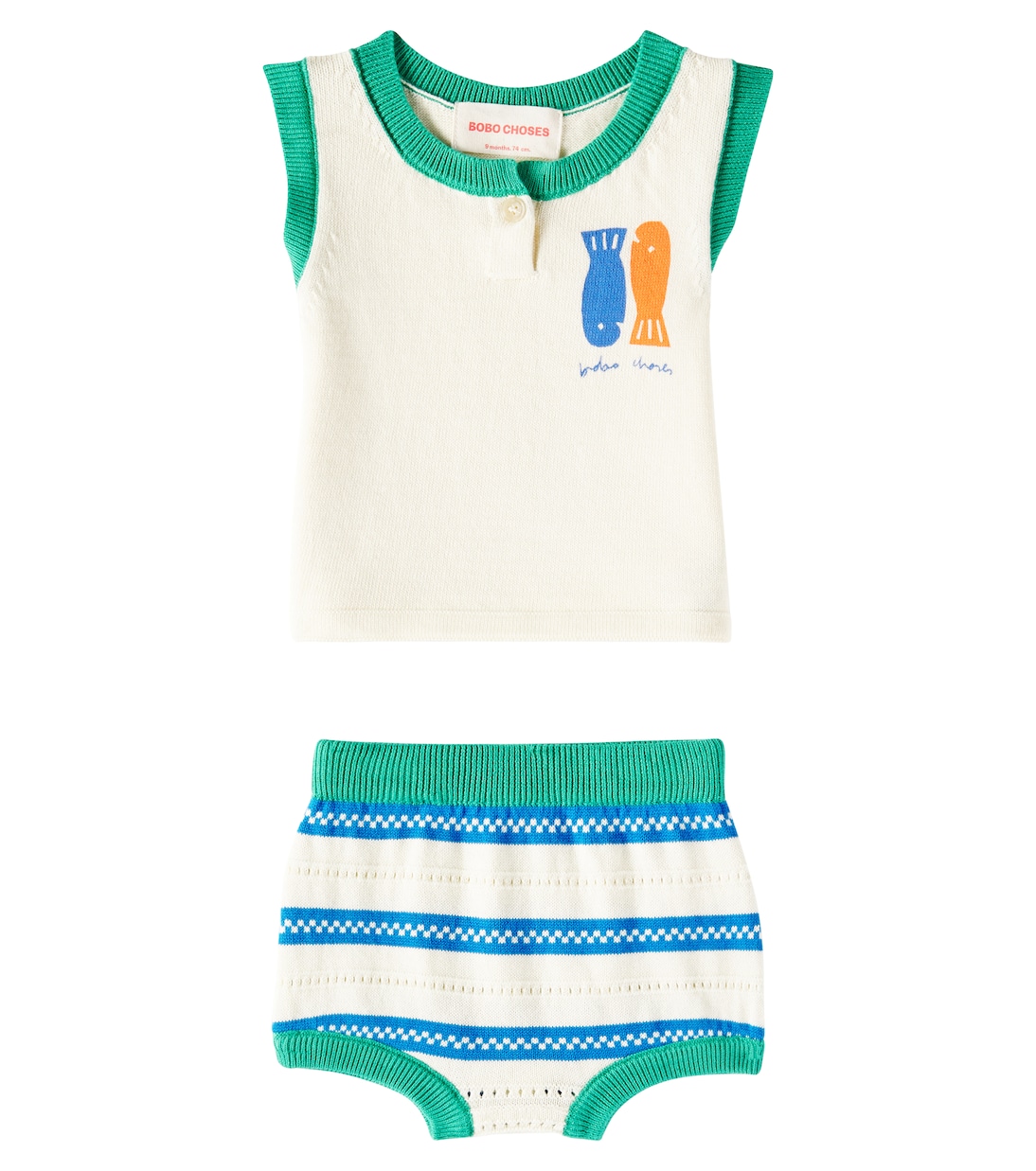 Baby Lucky Fish cotton top and bloomers set | Bobo Choses