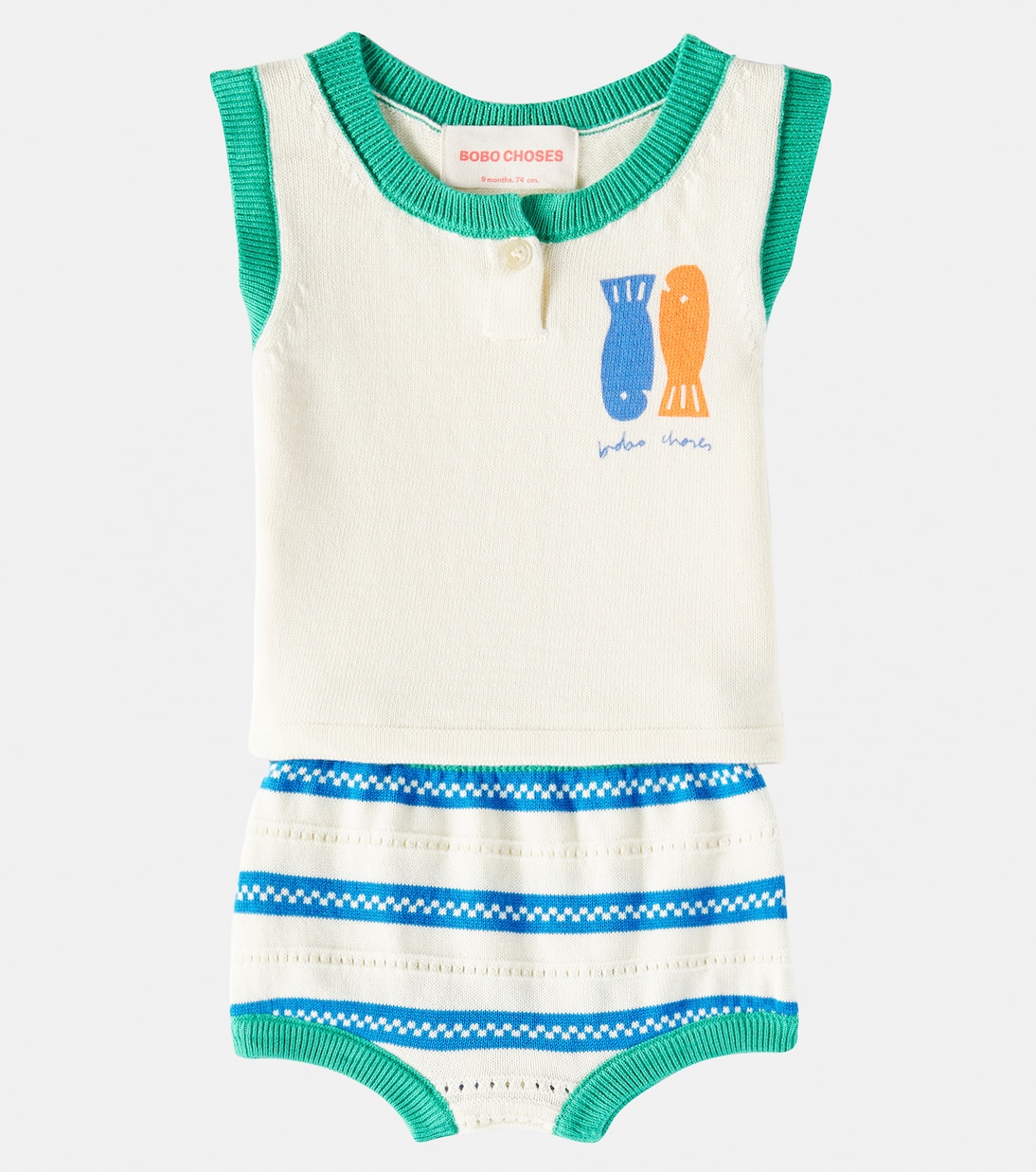 Baby Lucky Fish cotton top and bloomers set | Bobo Choses