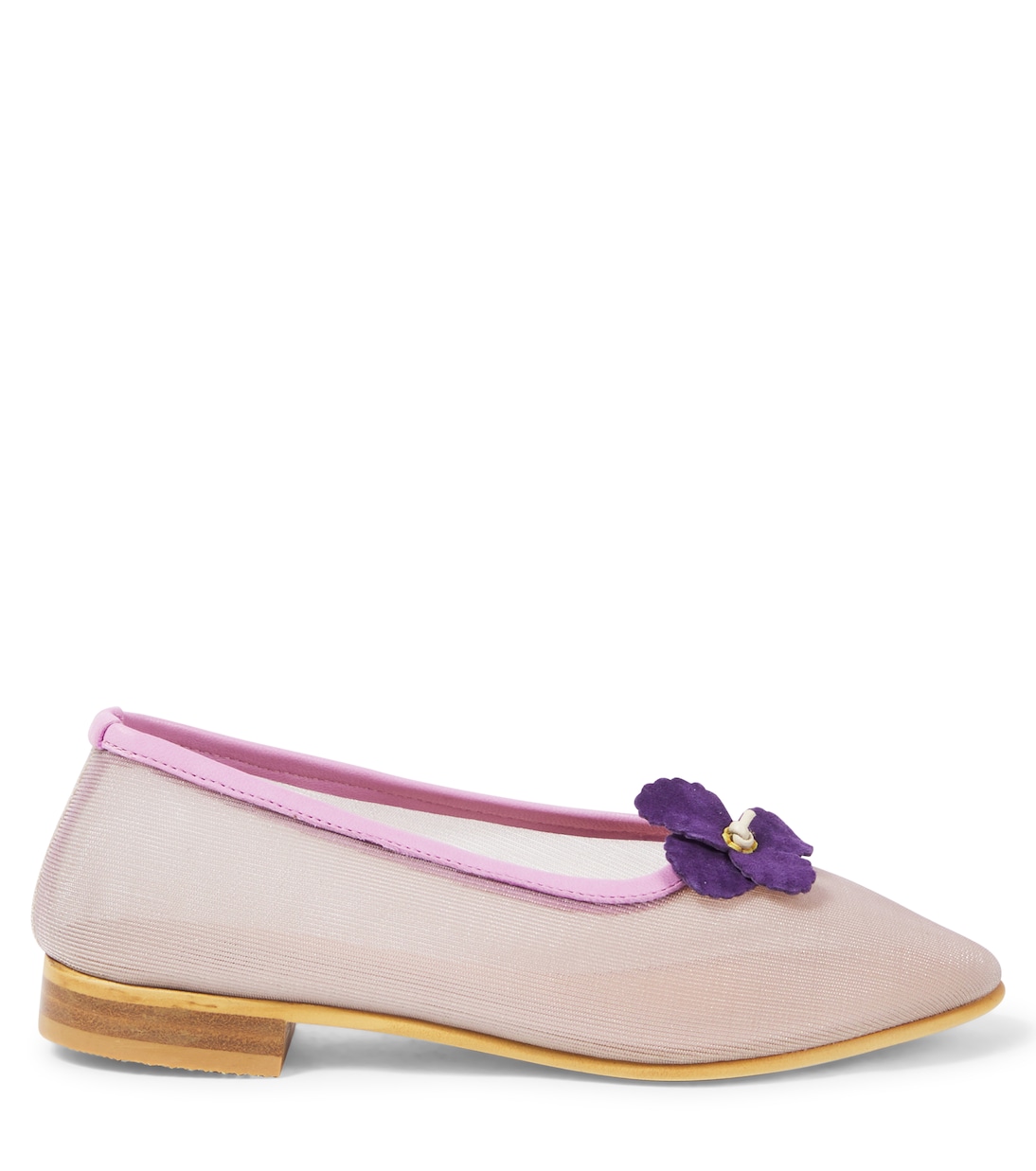 Floral-appliqué mesh ballet flats | PèPè