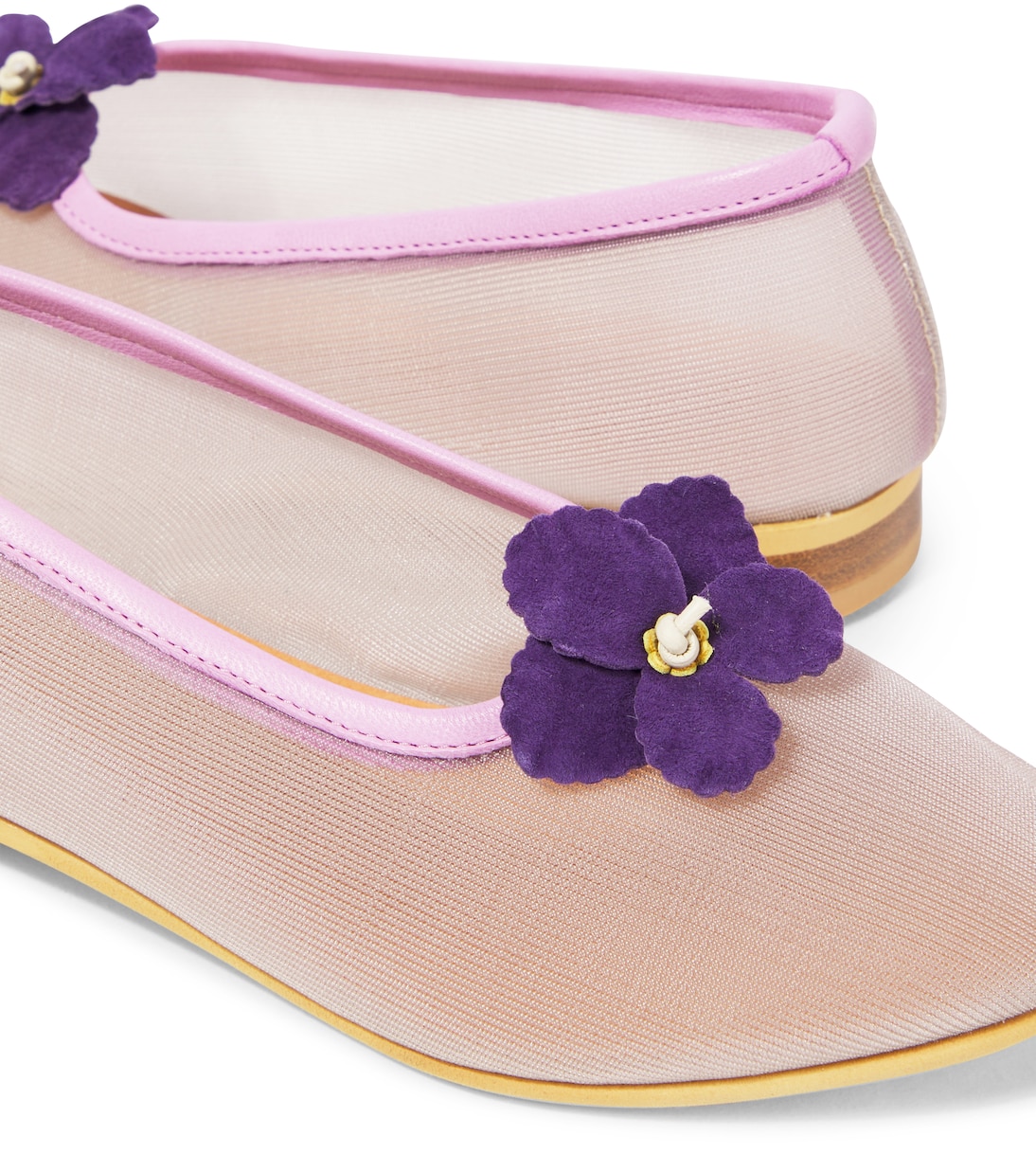 Floral-appliqué mesh ballet flats | PèPè