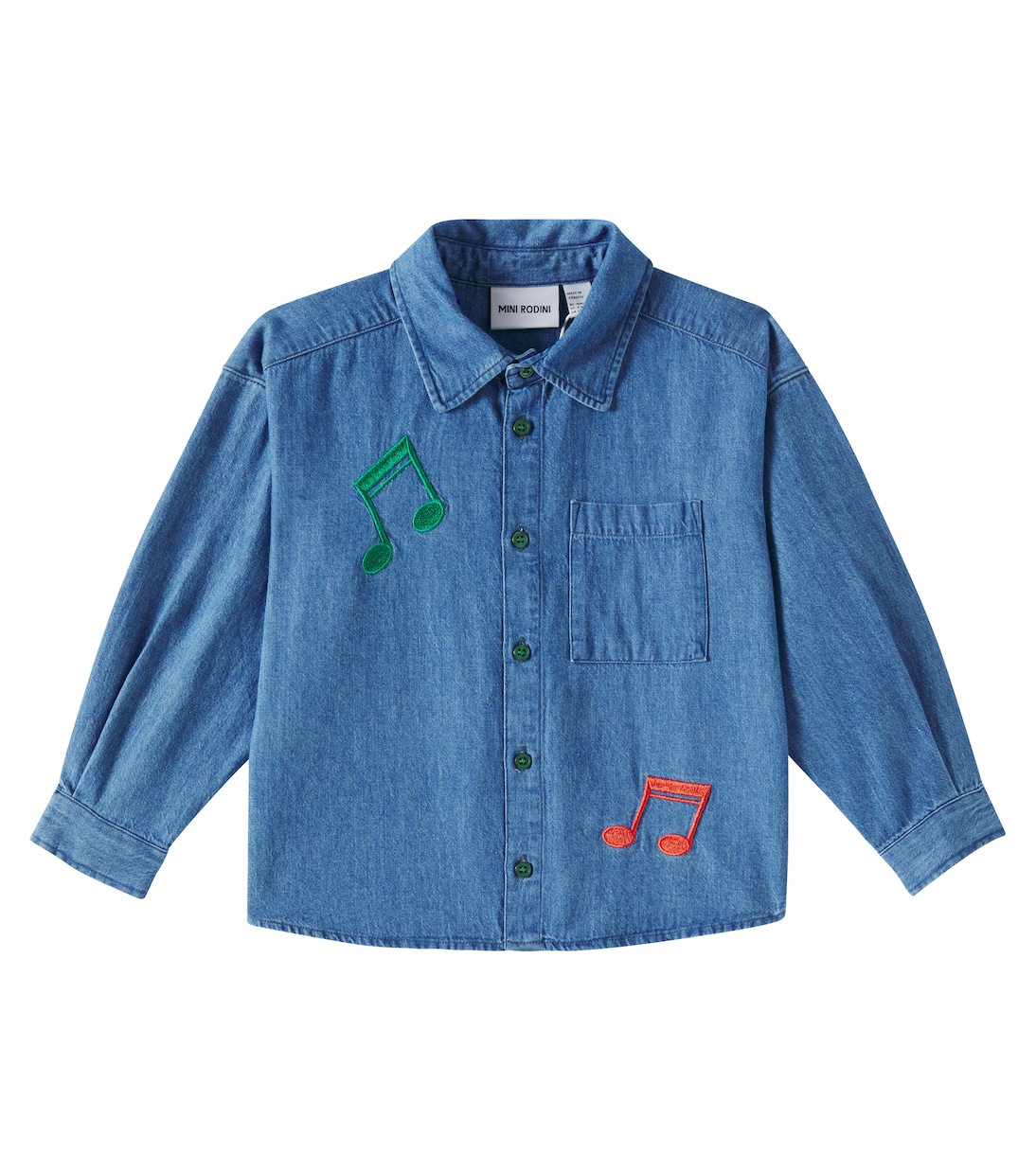 Note embroidered denim shirt | Mini Rodini