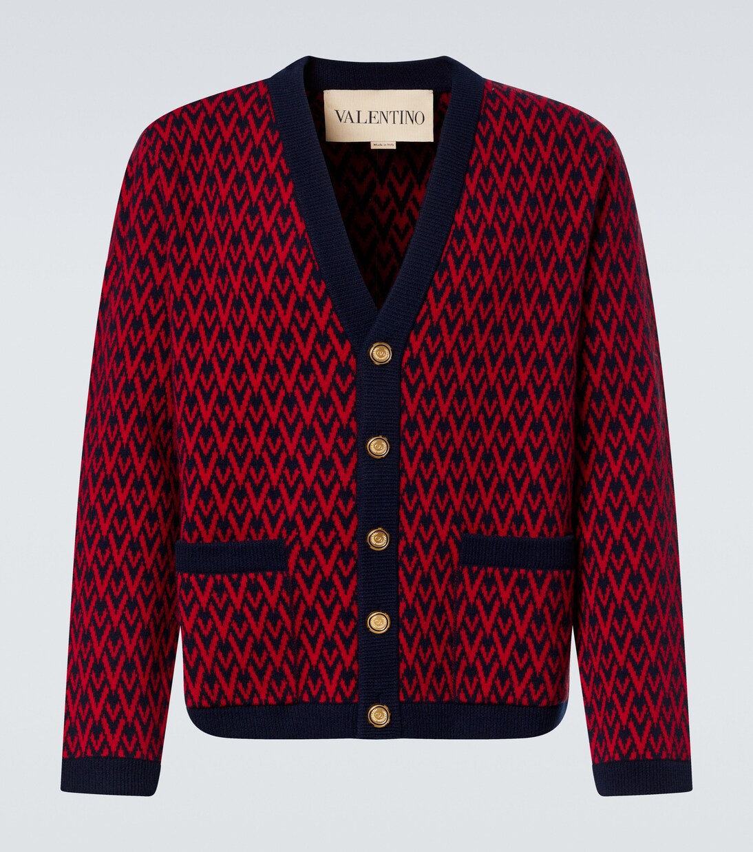 Toute La V virgin wool jacquard cardigan | Valentino