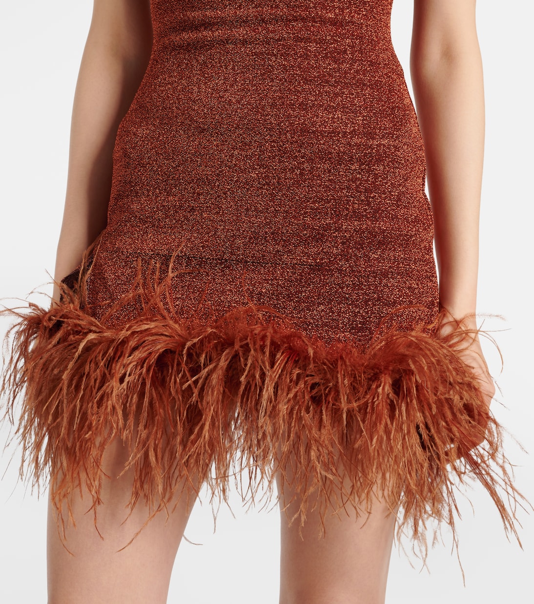 Lumière Plumage feather-trimmed minidress | Oséree