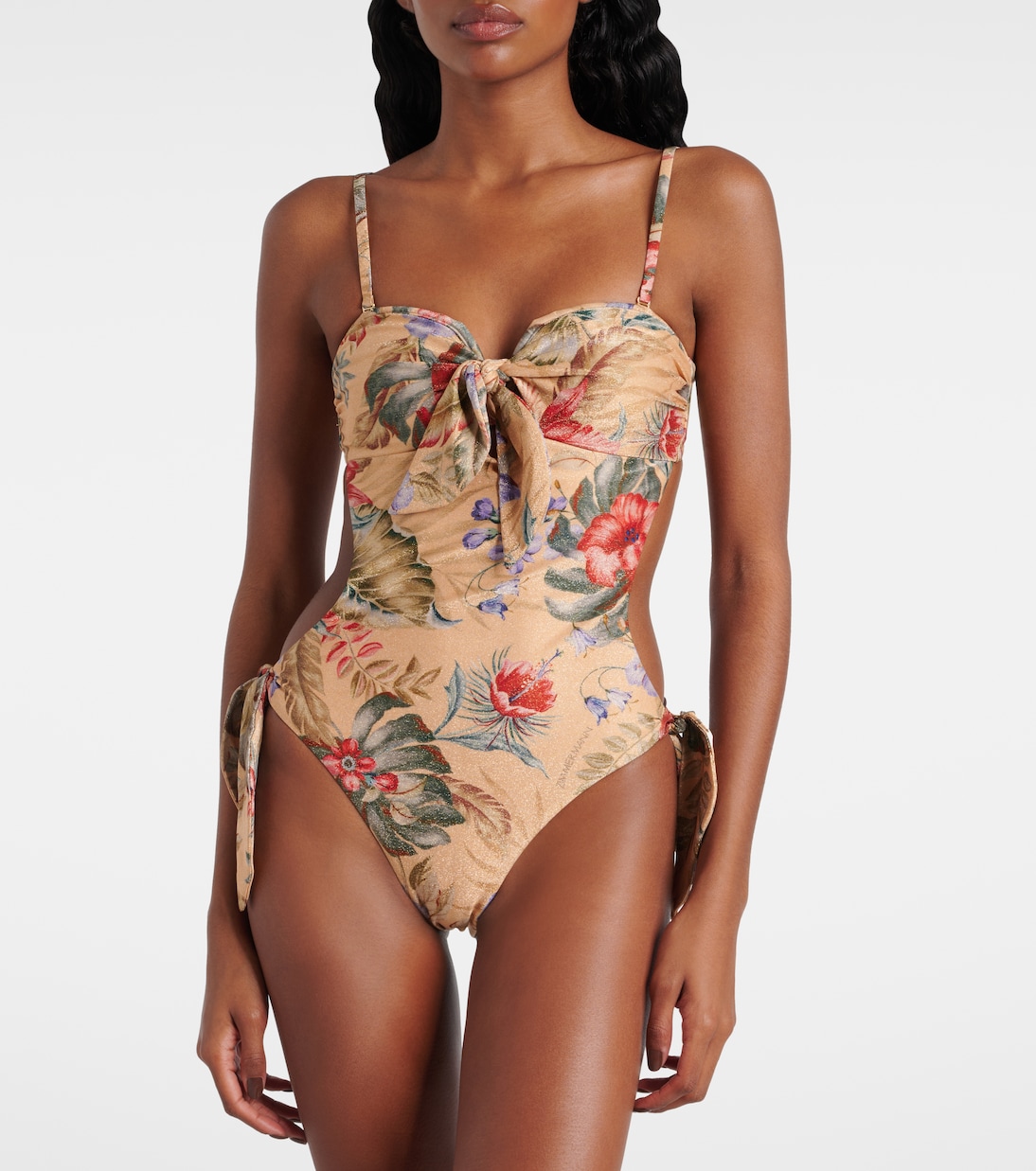 Coco bow-detail floral swimsuit | Zimmermann