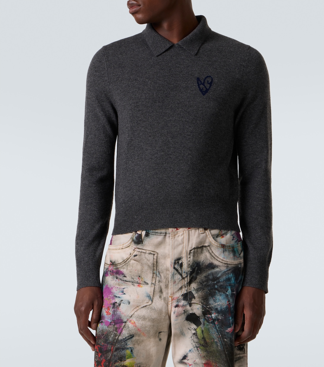 Jacquard wool and yak polo sweater | Acne Studios