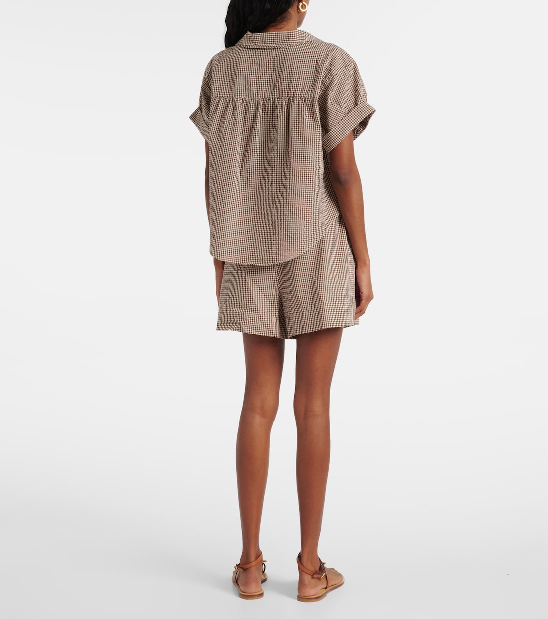 Ilene gingham cotton-blend shirt | Veronica Beard