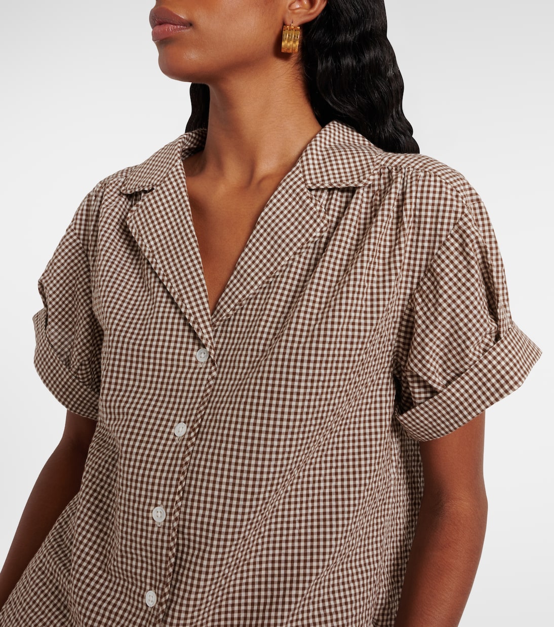 Ilene gingham cotton-blend shirt | Veronica Beard