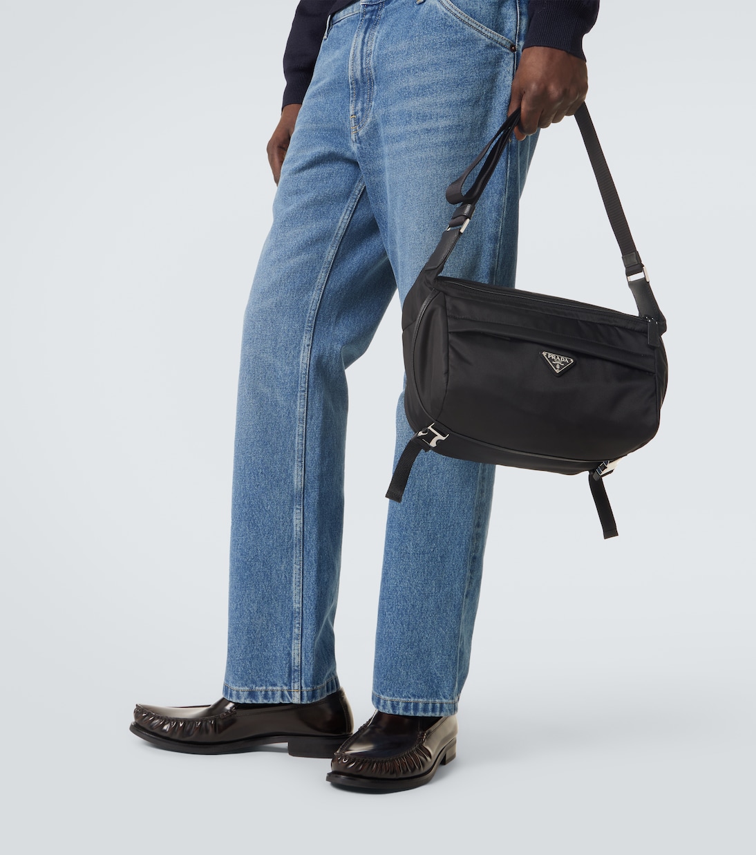 Re-Nylon leather-trimmed shoulder bag | Prada