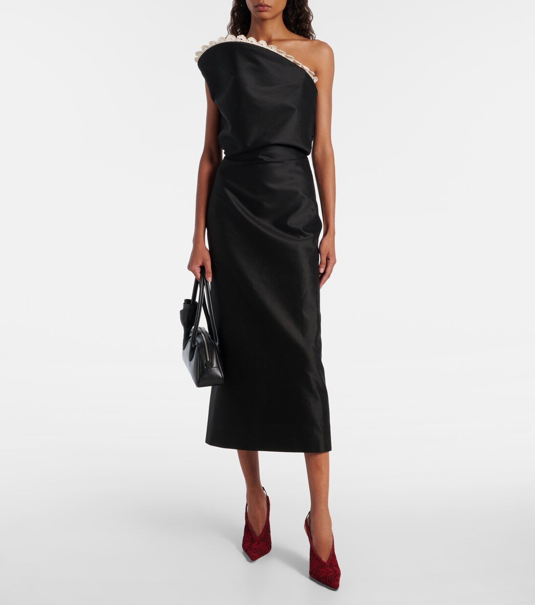 Midikleid aus Baumwolle mit Häkelstrick | Magda Butrym