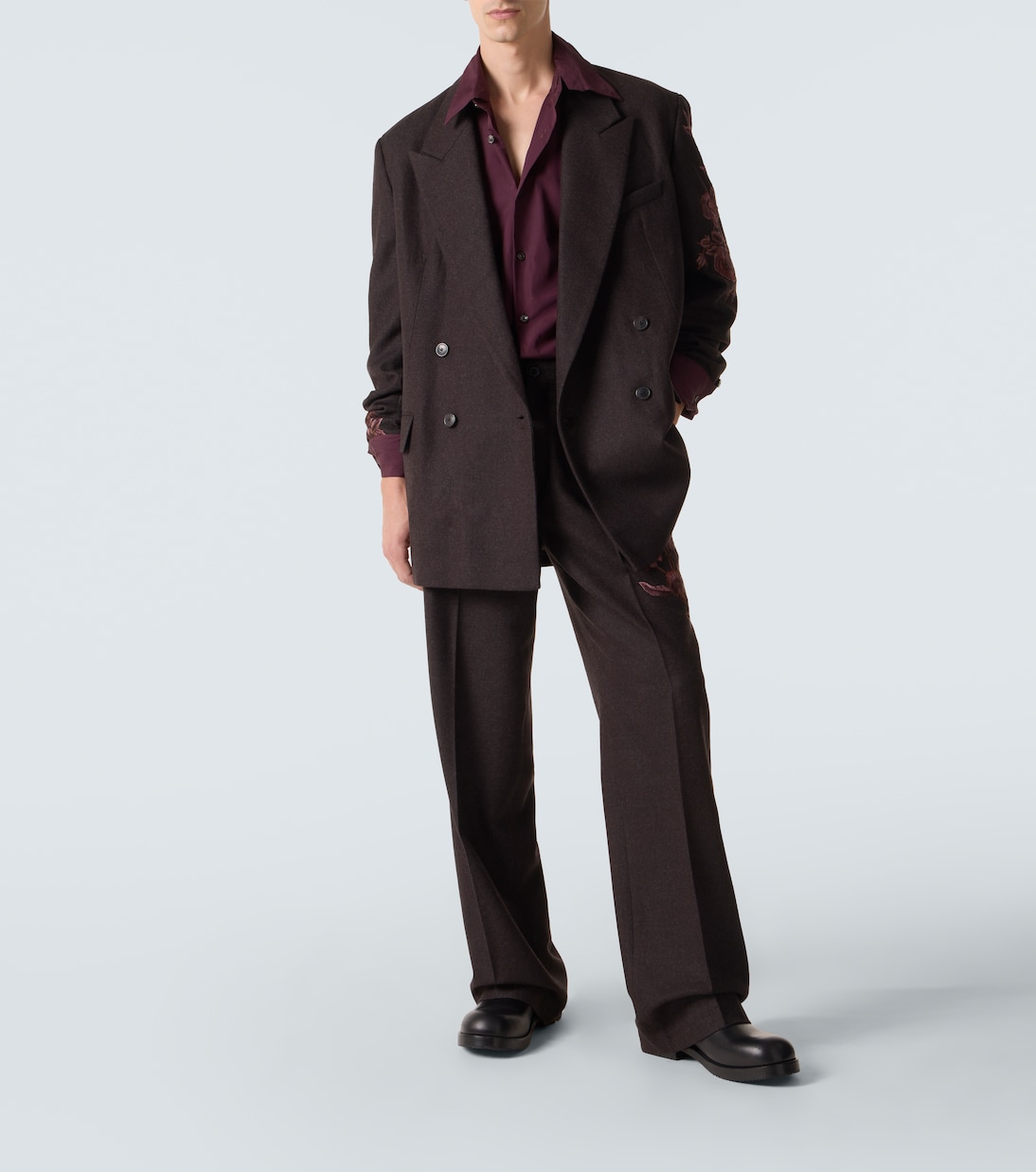 Embroidered wool flannel blazer | Dries Van Noten