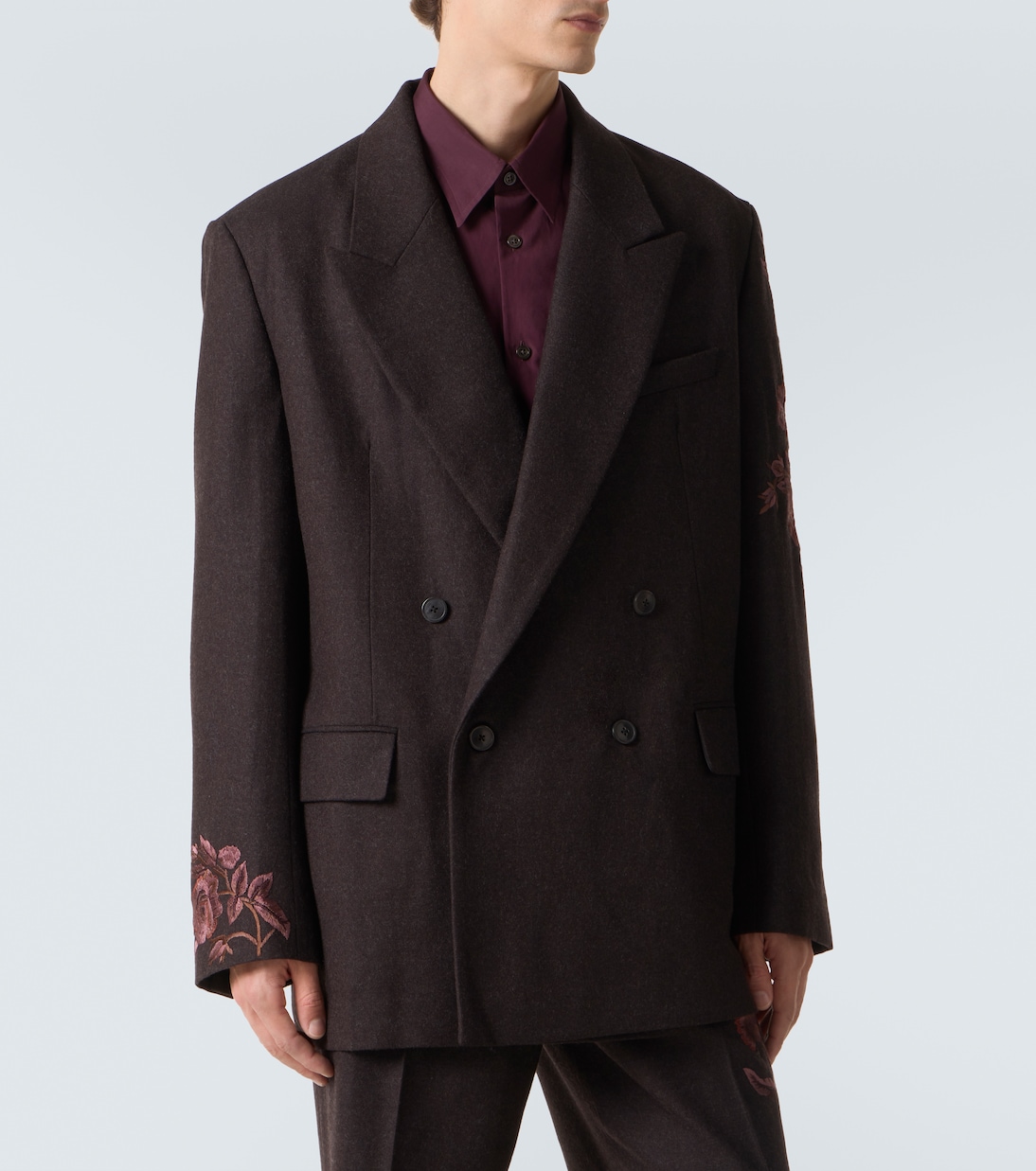 Embroidered wool flannel blazer | Dries Van Noten