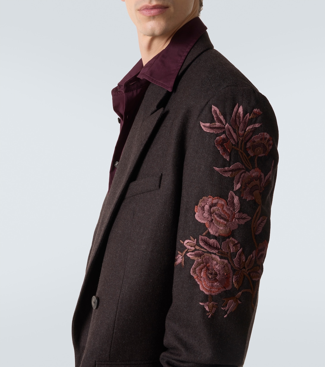 Embroidered wool flannel blazer | Dries Van Noten