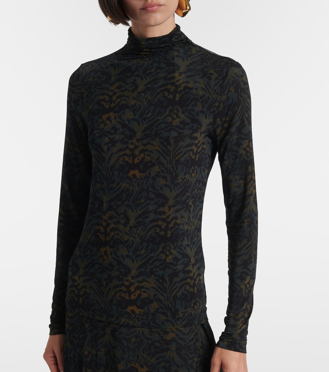 Aurelia printed jersey turtleneck top | Ulla Johnson