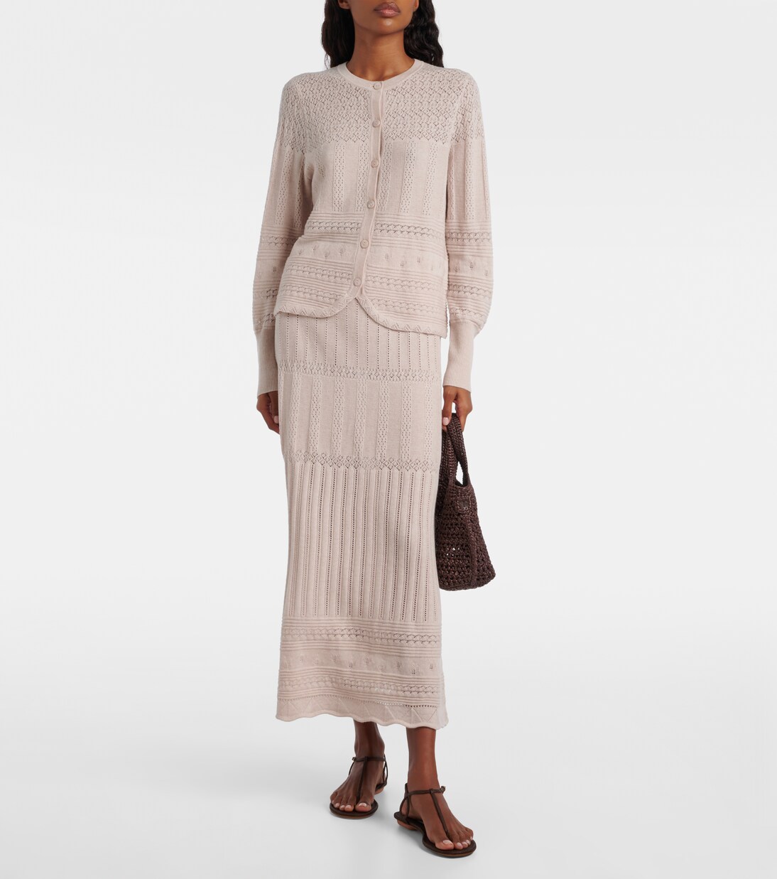 Trio pointelle wool and cashmere cardigan | Eres