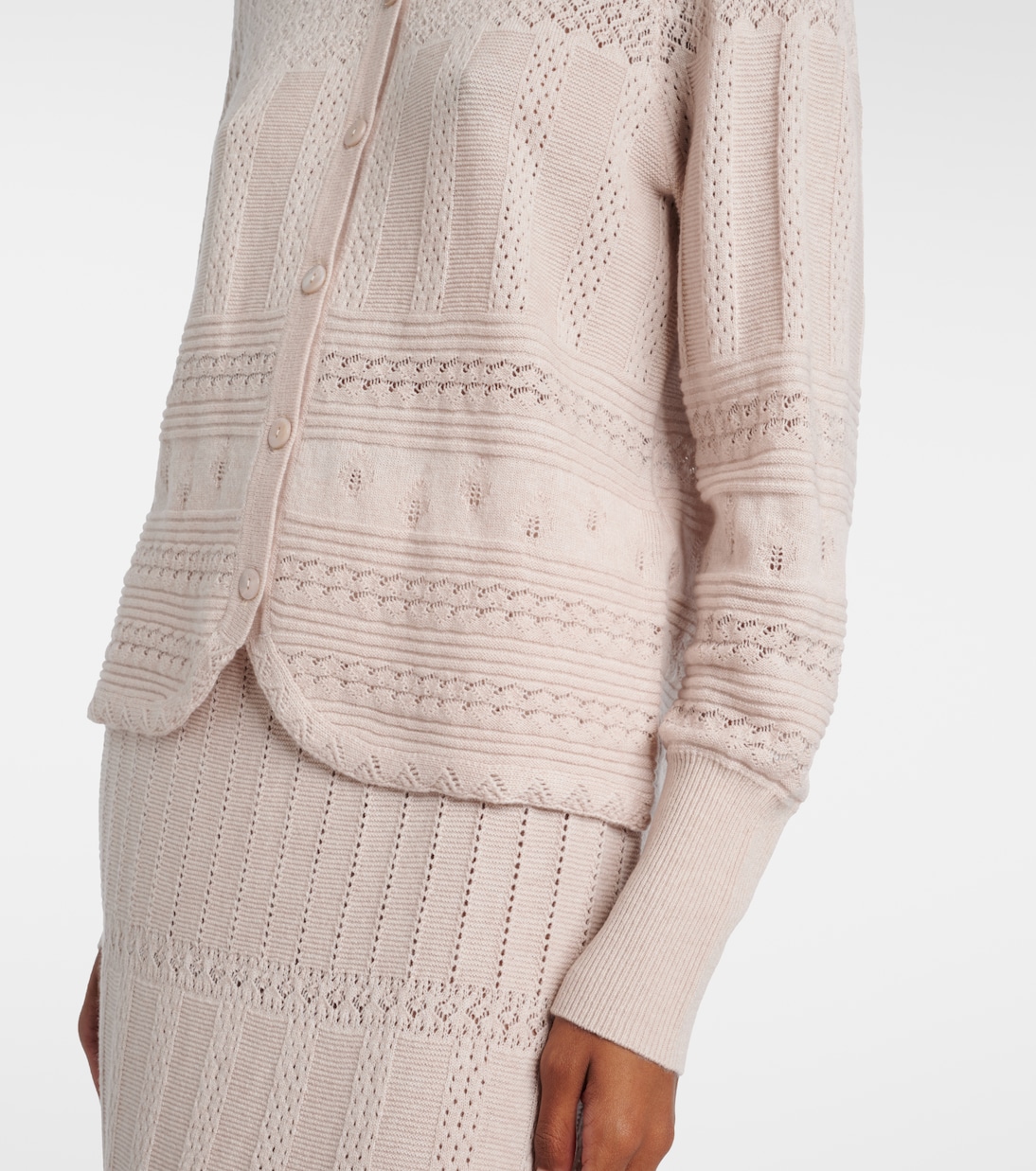 Trio pointelle wool and cashmere cardigan | Eres