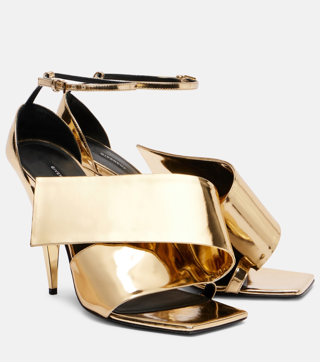 Sandalen Sliced Square 90 aus Metallic-Lackleder | Givenchy