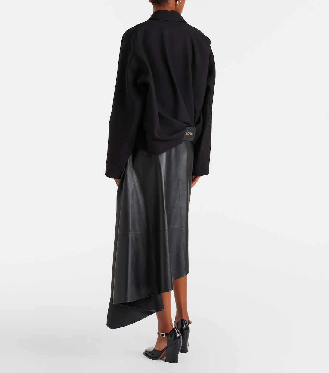 Asymmetric draped leather midi skirt | Loewe