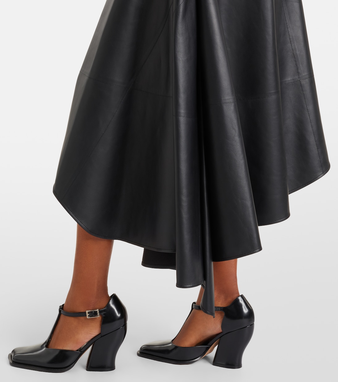 Asymmetric draped leather midi skirt | Loewe