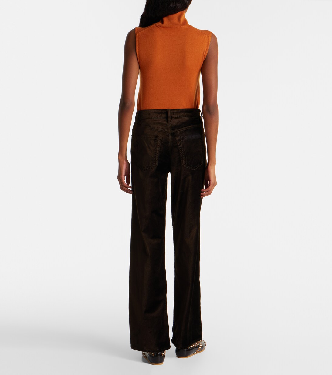 Le Slim Palazzo cotton-blend velvet wide-leg pants | Frame