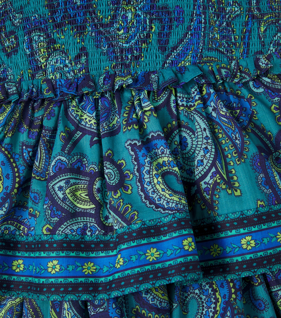 Vestido de algodón fruncido con paisley | Zimmermann Kids