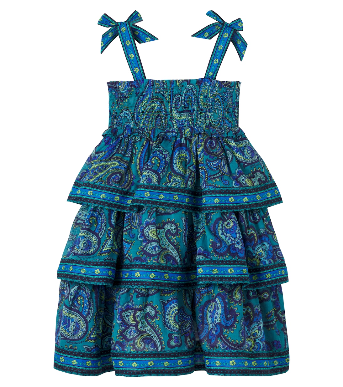 Vestido de algodón fruncido con paisley | Zimmermann Kids