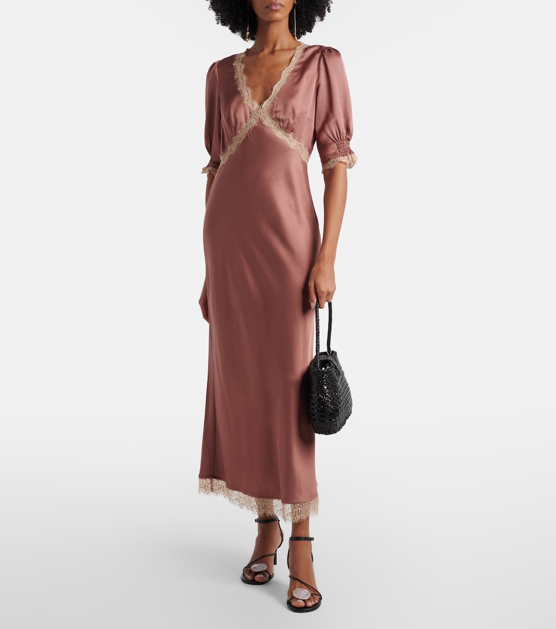 Maxikleid Annina aus Satin mit Spitze | Rixo