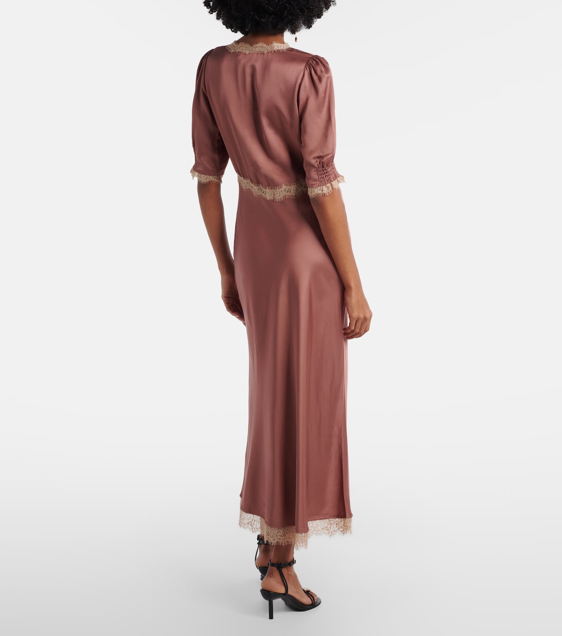 Maxikleid Annina aus Satin mit Spitze | Rixo