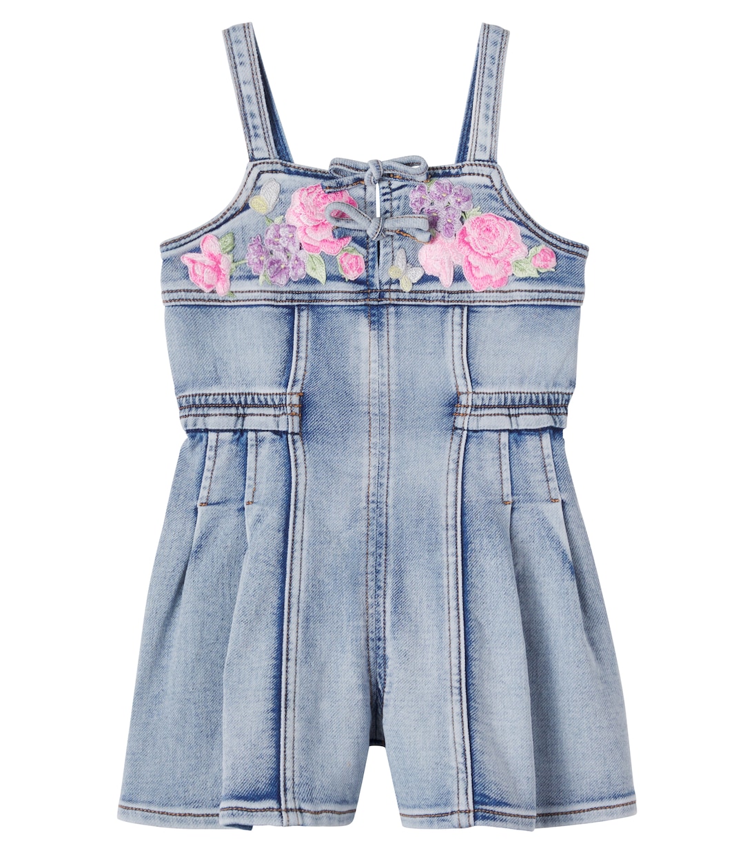 Embroidered denim romper | Monnalisa