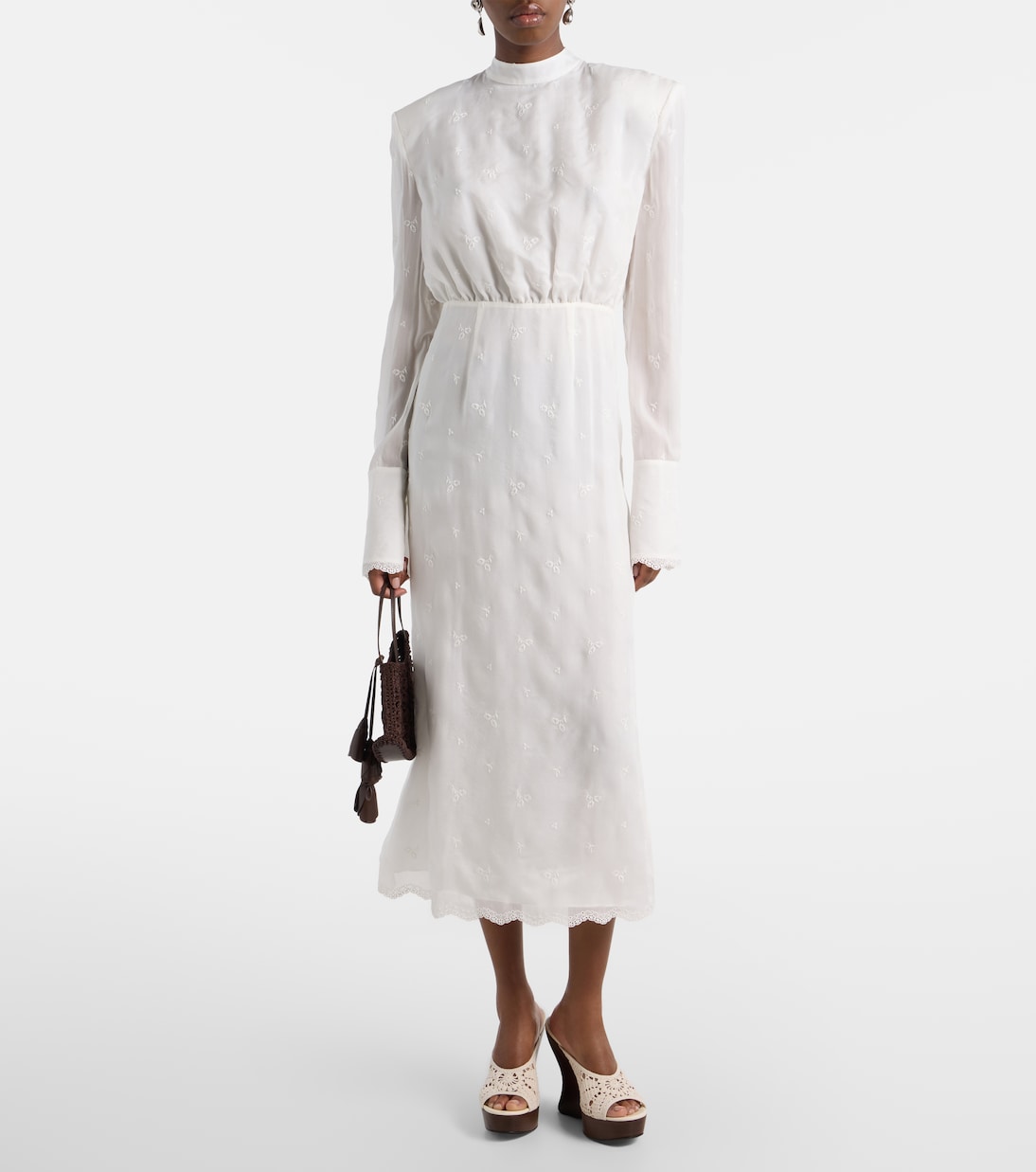 Embroidered silk, wool and cotton-blend midi dress | Magda Butrym