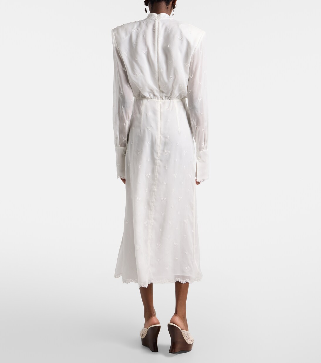 Embroidered silk, wool and cotton-blend midi dress | Magda Butrym