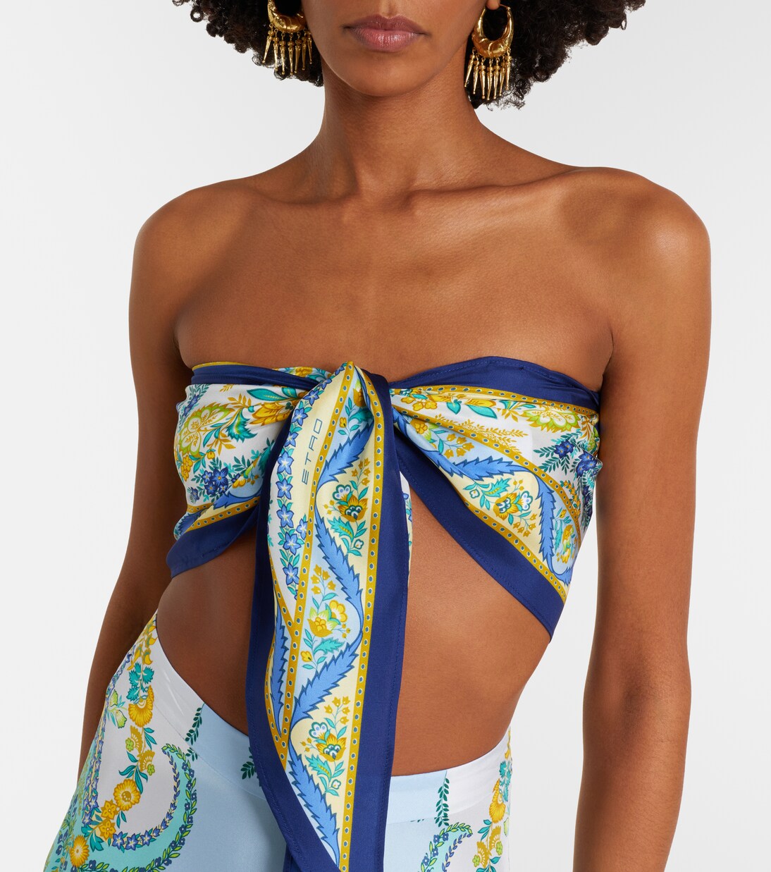 Printed silk bandeau top | Etro