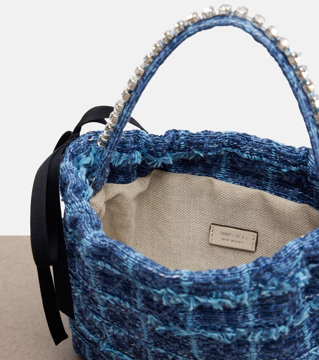 Drawstring Mini embellished top-handle bag | Jimmy Choo
